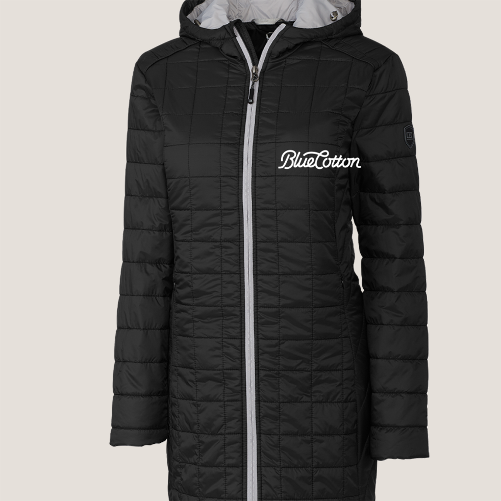 Image of LCO00024 Cutter & Buck Rainier PrimaLoft® Womens Eco Insulated Hooded Long Coat