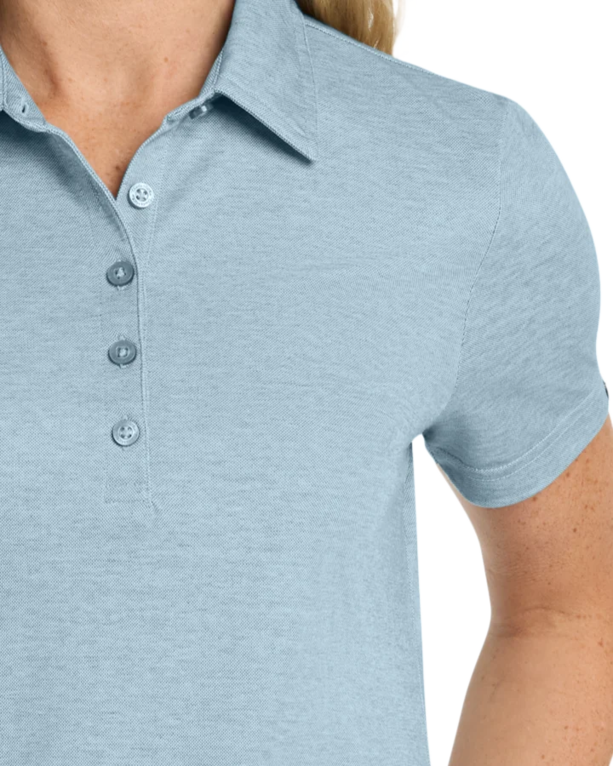 Closeup of a TM1WW002 TravisMathew Ladies Oceanside Heather Polo