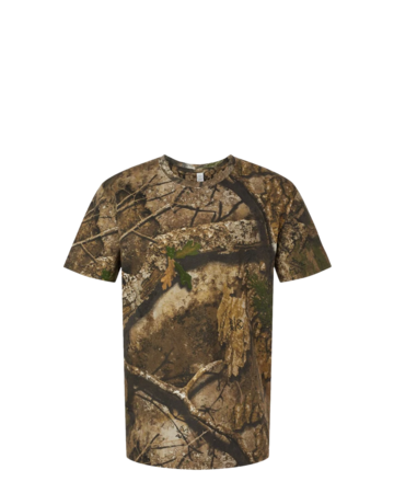 Model wearing a 3980 Code V Realtree Camouflage Short Sleeve T-Shirt 