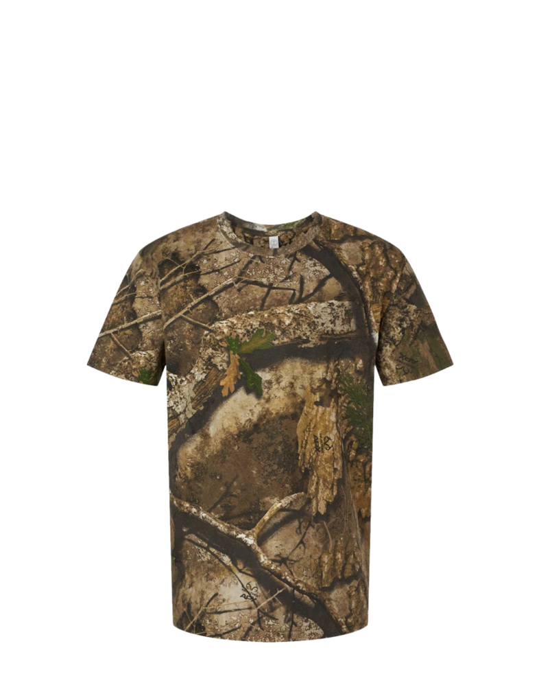 Image of a model wearing a 3980 Code V Realtree Camouflage Short Sleeve T-Shirt 