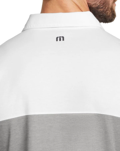 Closeup of a TM1MU414 TravisMathew Oceanside Blocked Polo