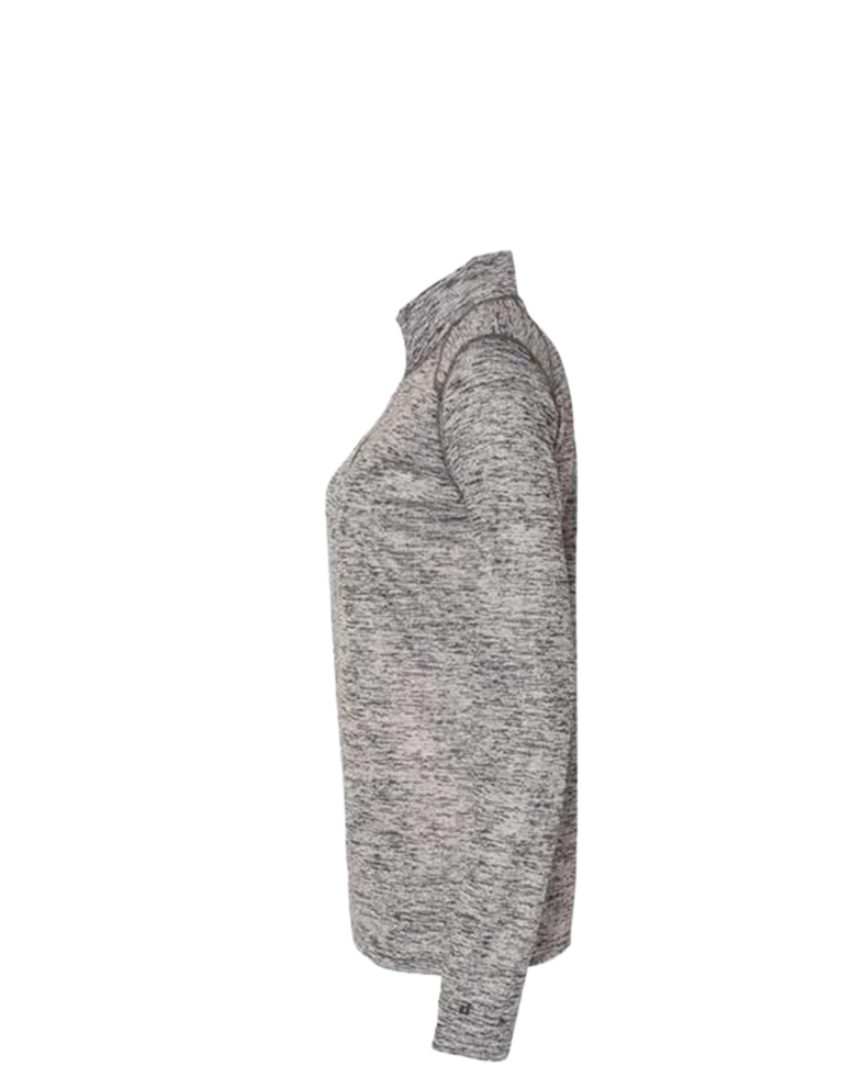 Image of a model wearing a 4173 Badger Tonal Blend Ladies 1/4 Zip