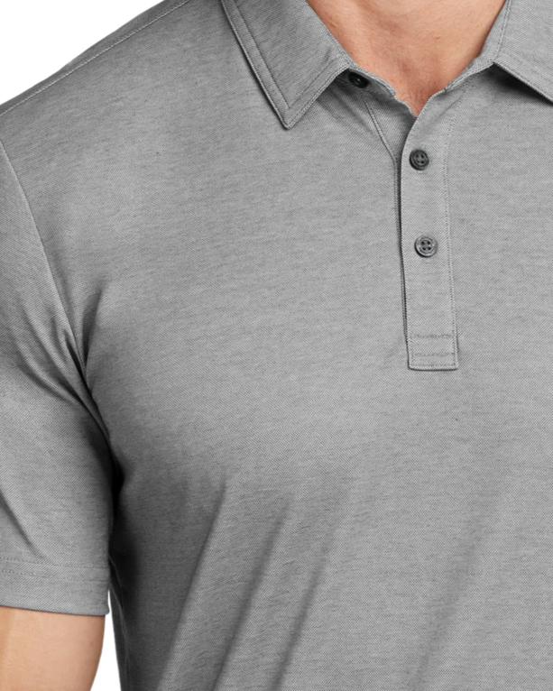 Closeup of a TM1MU412 TravisMathew Oceanside Heather Polo