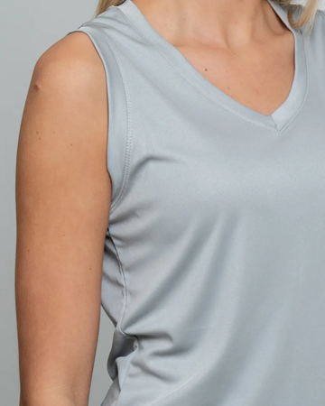 Closeup of a LST352 Sport-Tek Ladies Sleeveless PosiCharge Competitor V-Neck Tee