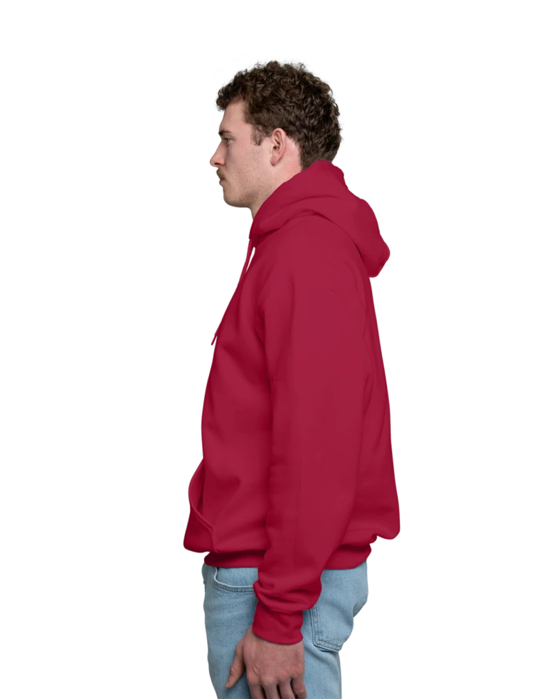 Image of a model wearing a 18500 Gildan Blend Pullover Hooded Sweatshirt