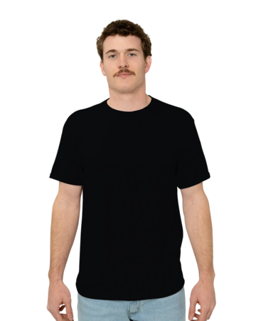 Model wearing a 21M Jerzees Moisture-Wicking Tee