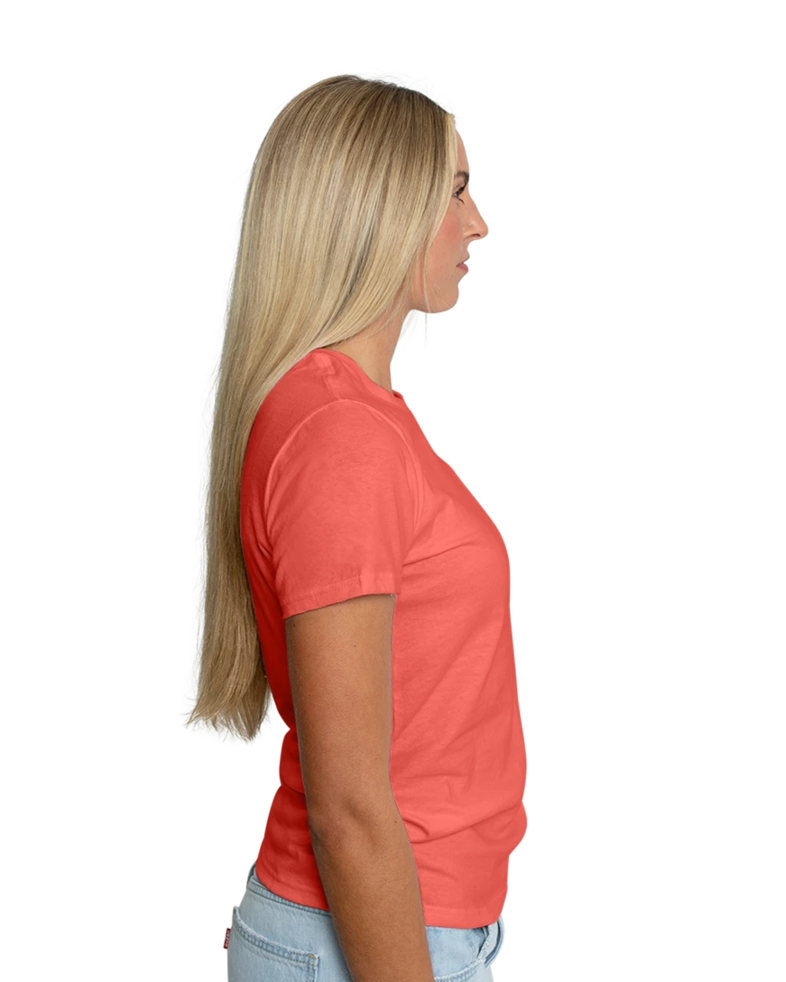 Image of a model wearing a 5000L Gildan Ladies Heavy Cotton Tee