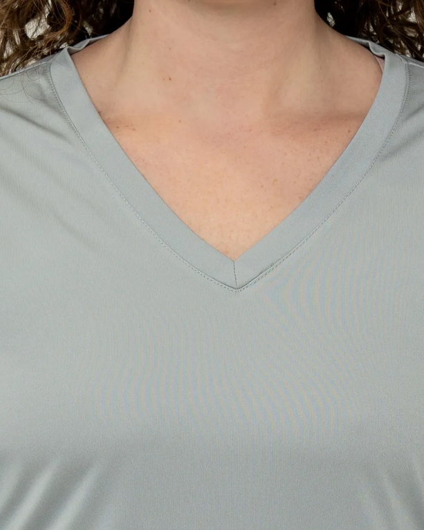 Closeup of a LST353LS Sport-Tek Ladies Long Sleeve V-Neck PosiCharge Competitor Tee
