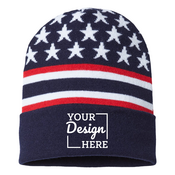 RK12 CAP AMERICA USA-Made Patriotic Cuffed Beanie