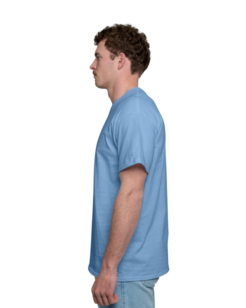 Image of a model wearing a 8000 Gildan DryBlend 50/50 Tee