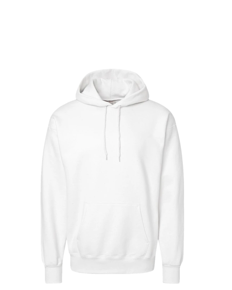 Image of a model wearing a F170 Hanes Pullover Hooded Sweatshirt