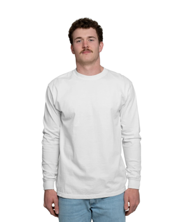 Model wearing a CC6014 Comfort Colors Garment Dyed Long-Sleeve T-Shirt