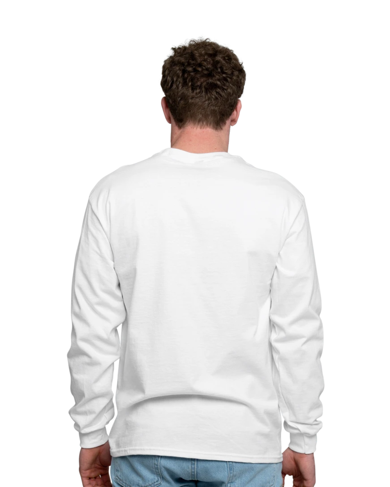 Image of a model wearing a 2410 Gildan Ultra Cotton Long Sleeve Pocket Tee