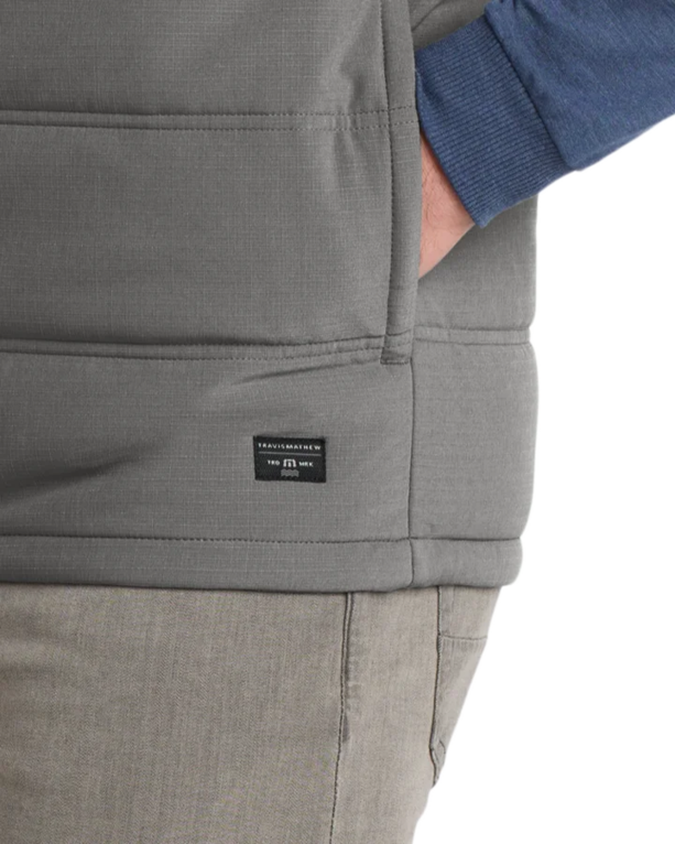 Closeup of a TM1MW453 TravisMathew Cold Bay Vest