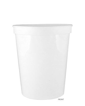 Model wearing a S16C 16 oz. Smooth Wall Plastic Stadium Cup