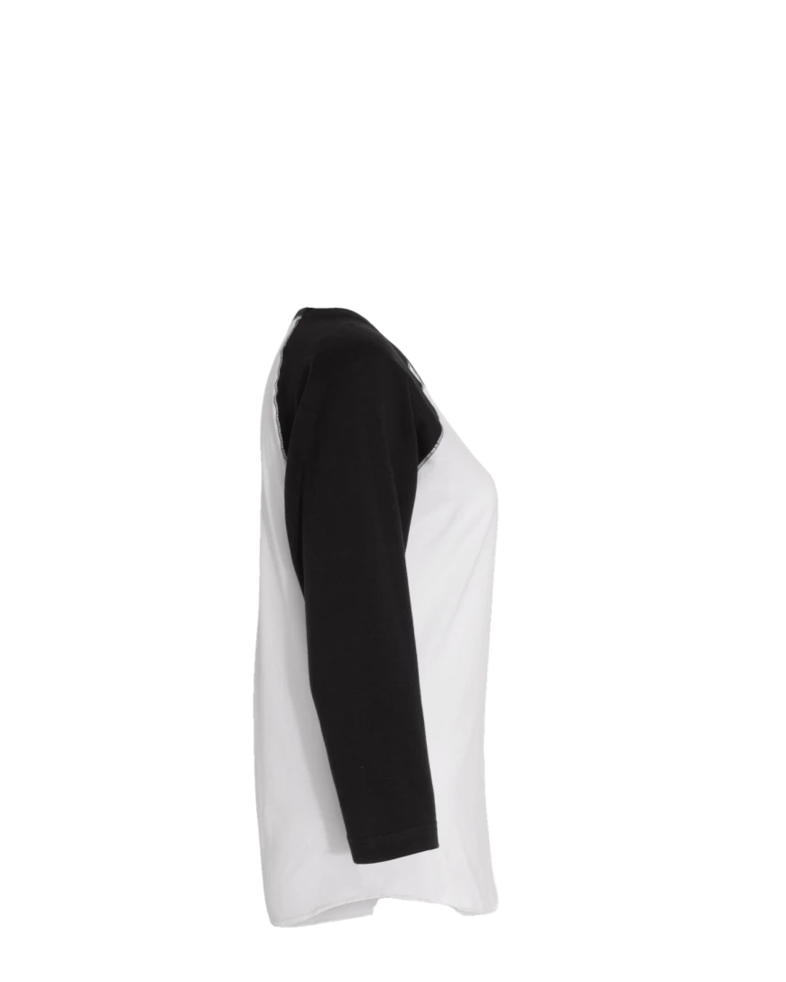 Image of a model wearing a 3530 LAT Women's Baseball Fine Jersey Tee