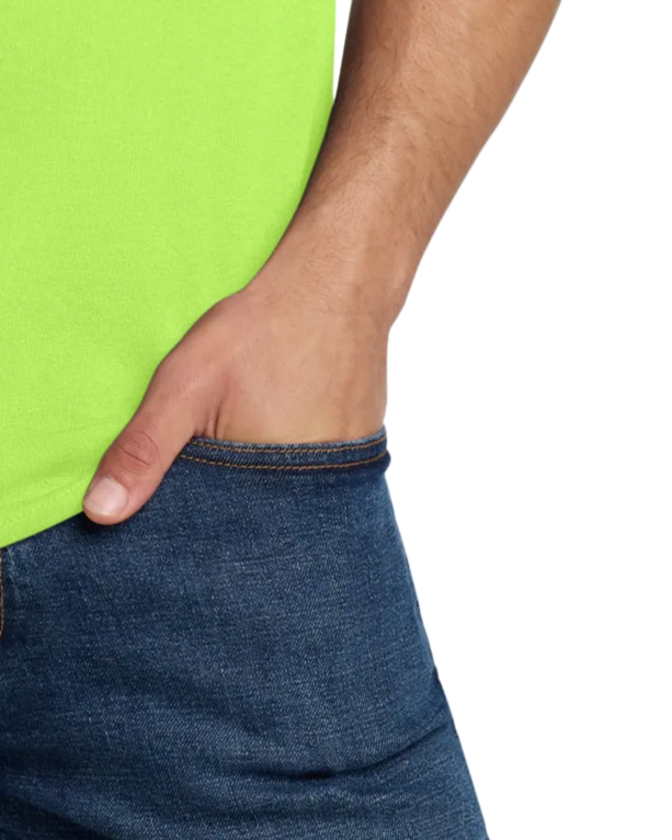 Closeup of a 29M Jerzees Neon and Safety Colors Heavyweight Blend Tee