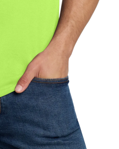 Closeup of a 29M Jerzees Neon and Safety Colors Heavyweight Blend Tee