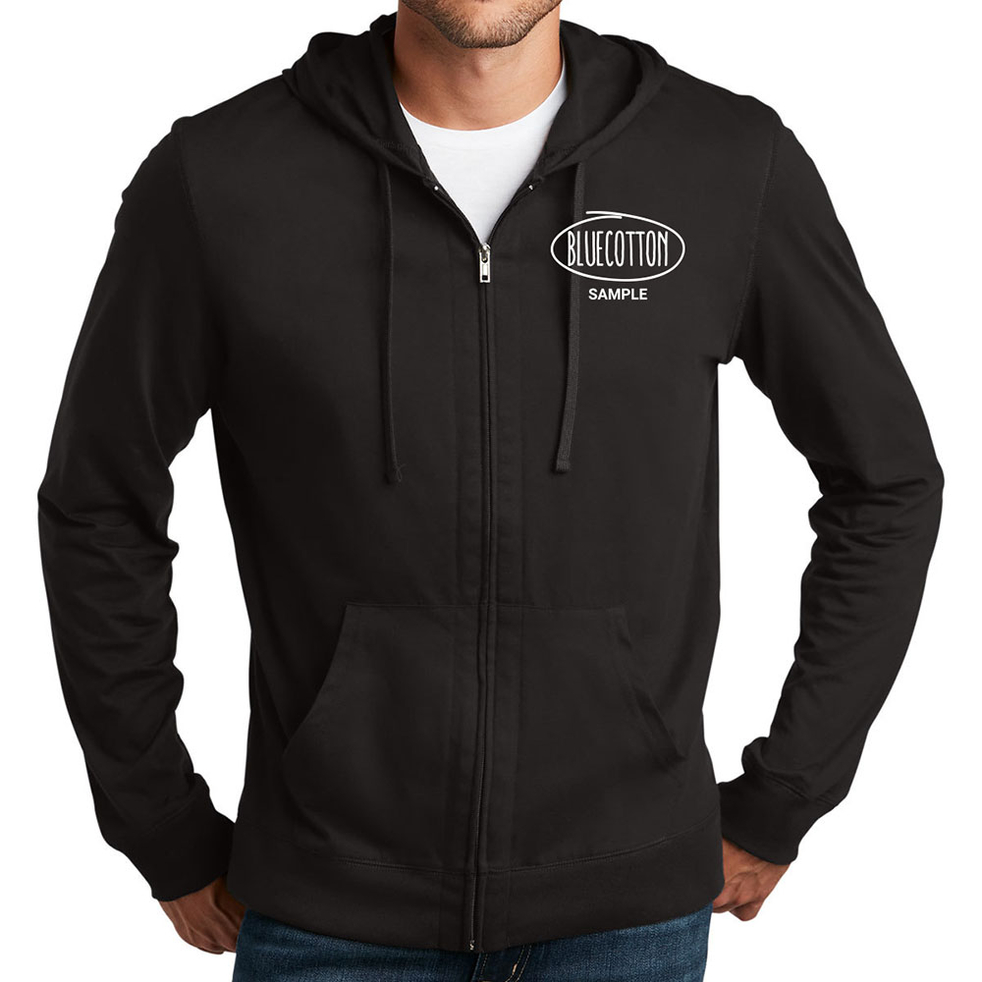 Image of DT1100 District Young Mens Jersey Full-Zip T-shirt Hoodie
